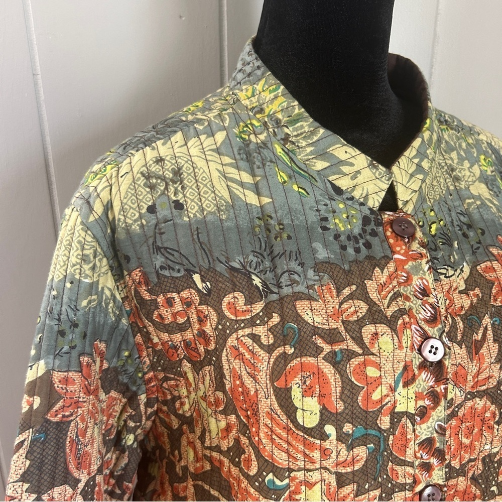 Phases Floral Quilted Lady Jacket 100% Cotton CottageCore Size XL - Picture 8 of 12